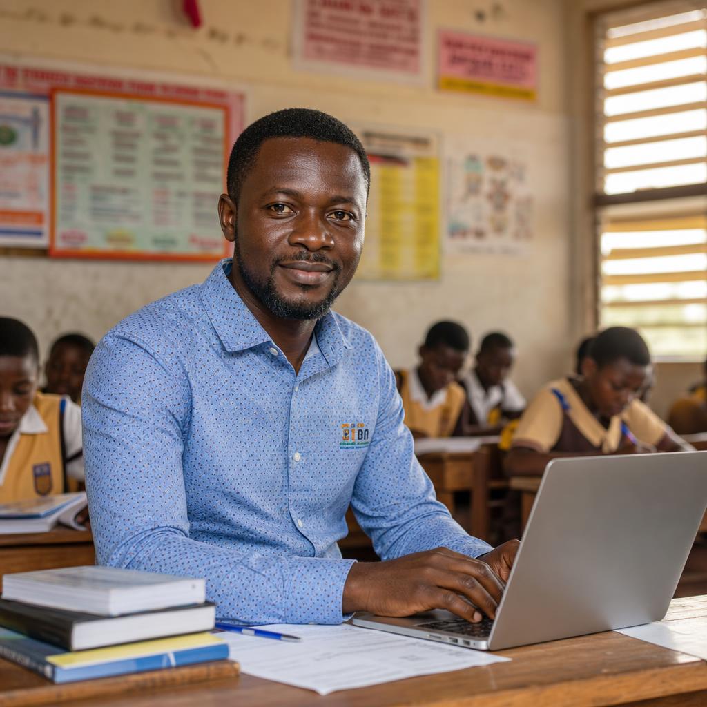 Ghanaian teacher in classroom